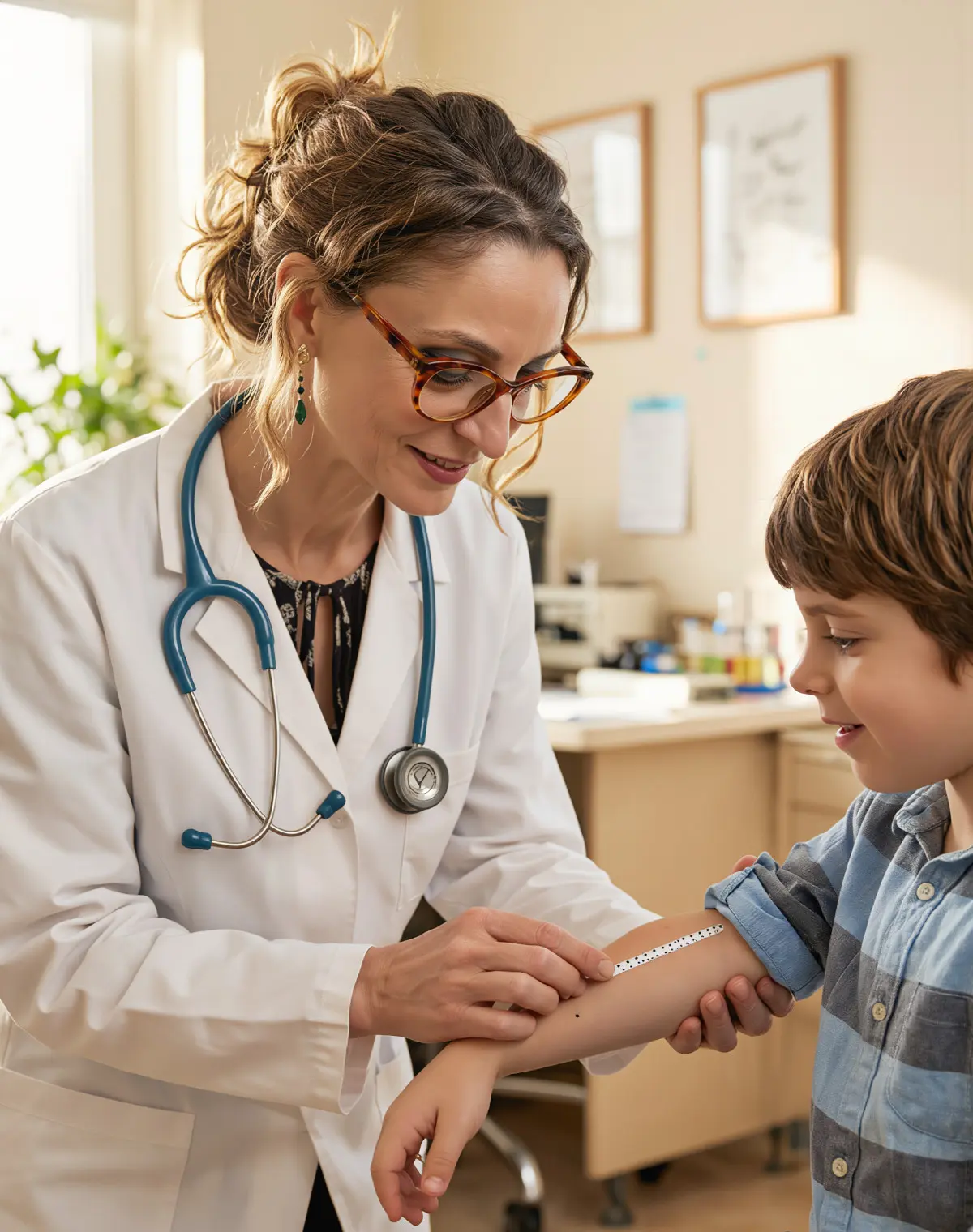 Prick test eseguito su bambino per diagnosi allergie &mdash; studio allergologico Roma